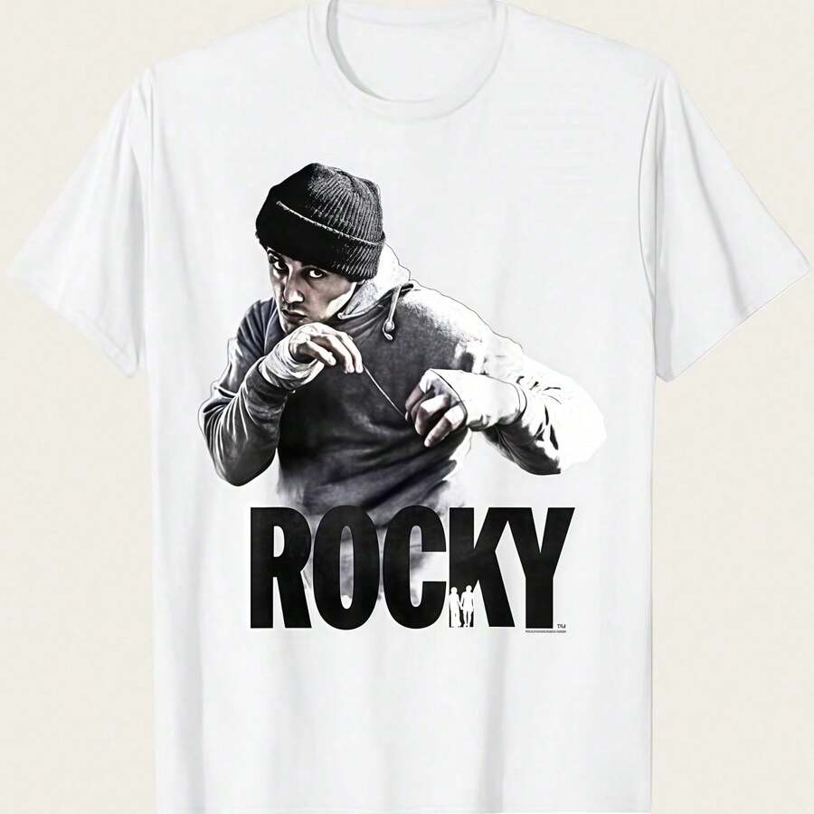 Casual Party T-Shirt In Black Knitted Fabric, Short Sleeve, Round Neck, With Anakin Print, Loose Fit In Retro Style. - White 5 - View 1