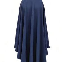 Falda de cintura alta de unicolor con corte en A, con bolsillos ocultos y abertura alta, elegante y casual para primavera - Marrón - Ver 5