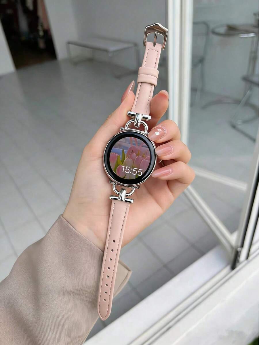 1件 PU 環形手錶錶帶,相容於 Galaxy Watch 7、Galaxy Watch 5、Galaxy Watch 6、4,適用 40mm 42mm 43mm 44mm 45mm 46mm 47mm,20mm 22mm,金色 - 粉色 - 查看 1