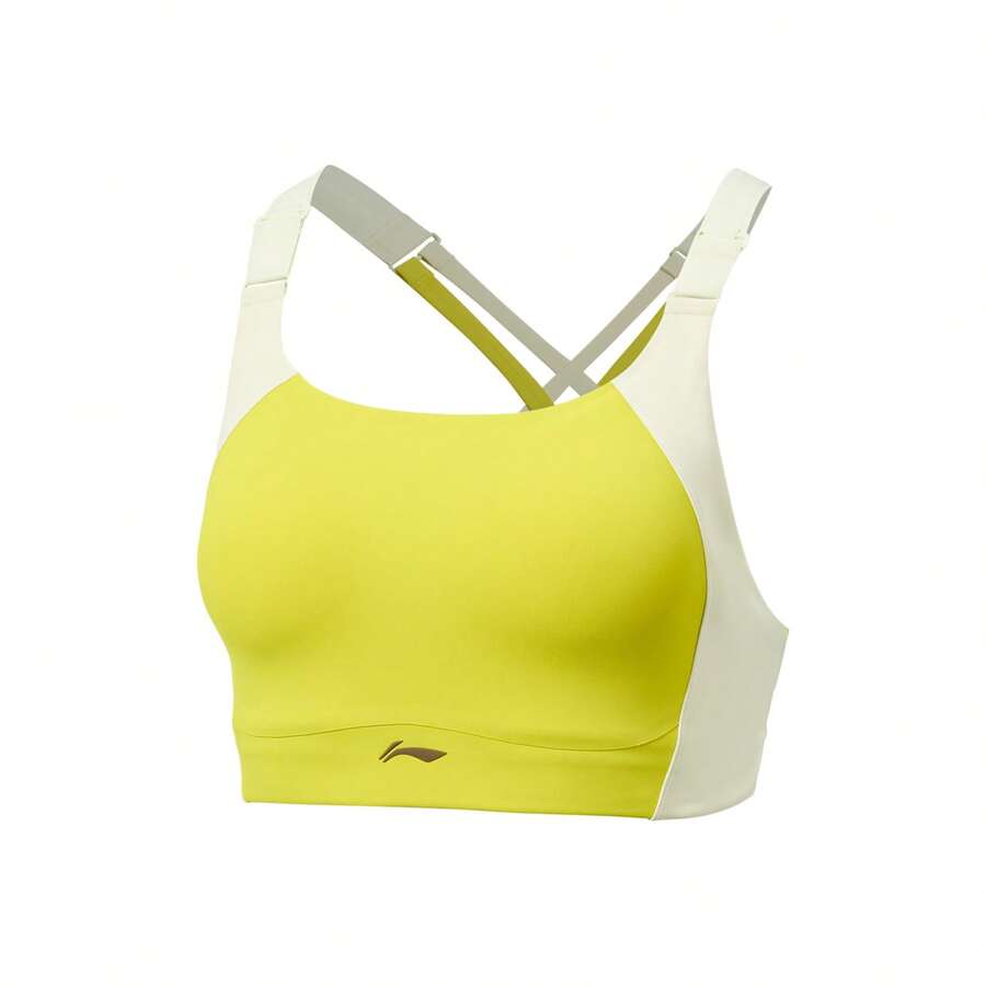 LI-NING Women's High Support Sports Bra Sweat-Proof Non-See-Through Fitness Top AUBW010 - Glazed Yellow - View 1
