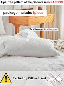 1 buah Sarung Bantal Tidur Motif Daun Putih dengan Potongan, Sarung Bantal Dekoratif Minimalis Bertekstur Gaya Pastoral untuk Sofa, Sarung Bantal Dekorasi Rumah Gaya Sepanjang Musim, Dapat Dicuci dengan Mesin, Tanpa Isian - Putih - View 4