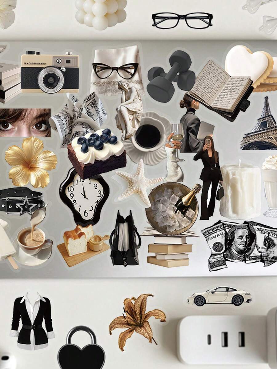 59pcs Female White-Collar Sticker Decorations For Scrapbook, Diary, Planner, Phone Case, Guitar, Luggage, Skateboard, Water Bottle, Envelope, Greeting Card Sealing - Multicolor - View 1