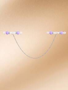 CIZME 1pair Fake Nipple Rings Non Piercing Nipple Nipple Chains,Fake Nipple Jewelry Adjustable Body Chains Non Pierced Body Jewelry For Women - Single Chain/40cm - View 8