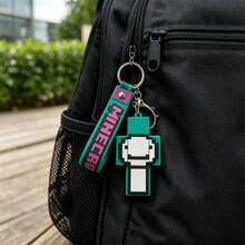 MINISO Minecraft Pixel Adventure Keychain, Colorful Game-Themed Pendant With Matte Finish, Multifunction Backpack Charm, Fashion-Forward Handbag Accessory, Travel-Ready Retro Cube Decoration - Style 1 - View 4