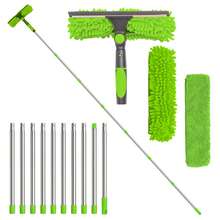 2 In 1 Telescopic Extendable Window Cleaner Equipment Glass Cleaning Squeegee - Green - View 2