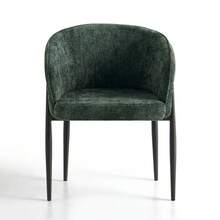 Fabric Dining Chair, Curved Back High-Density Fabric Dining Chair, Powder-Coated Metal Legs, Suitable For Dining Room/Kitchen/Coffee Corner, 4 Colors Available - Dark Green - View 9