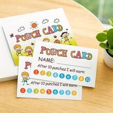 50pcs Cute Punch Cards With Hole Puncher - Motivational Behavior Incentive Reward System - Colorful, Durable, And Easy To Use - Greeting Cards - View 10