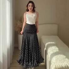 2026 Spring/Summer Hot New Polka Skirt Women, High Waist Slimming Flared Fishtail Skirt - 白色波點 - 查看 7