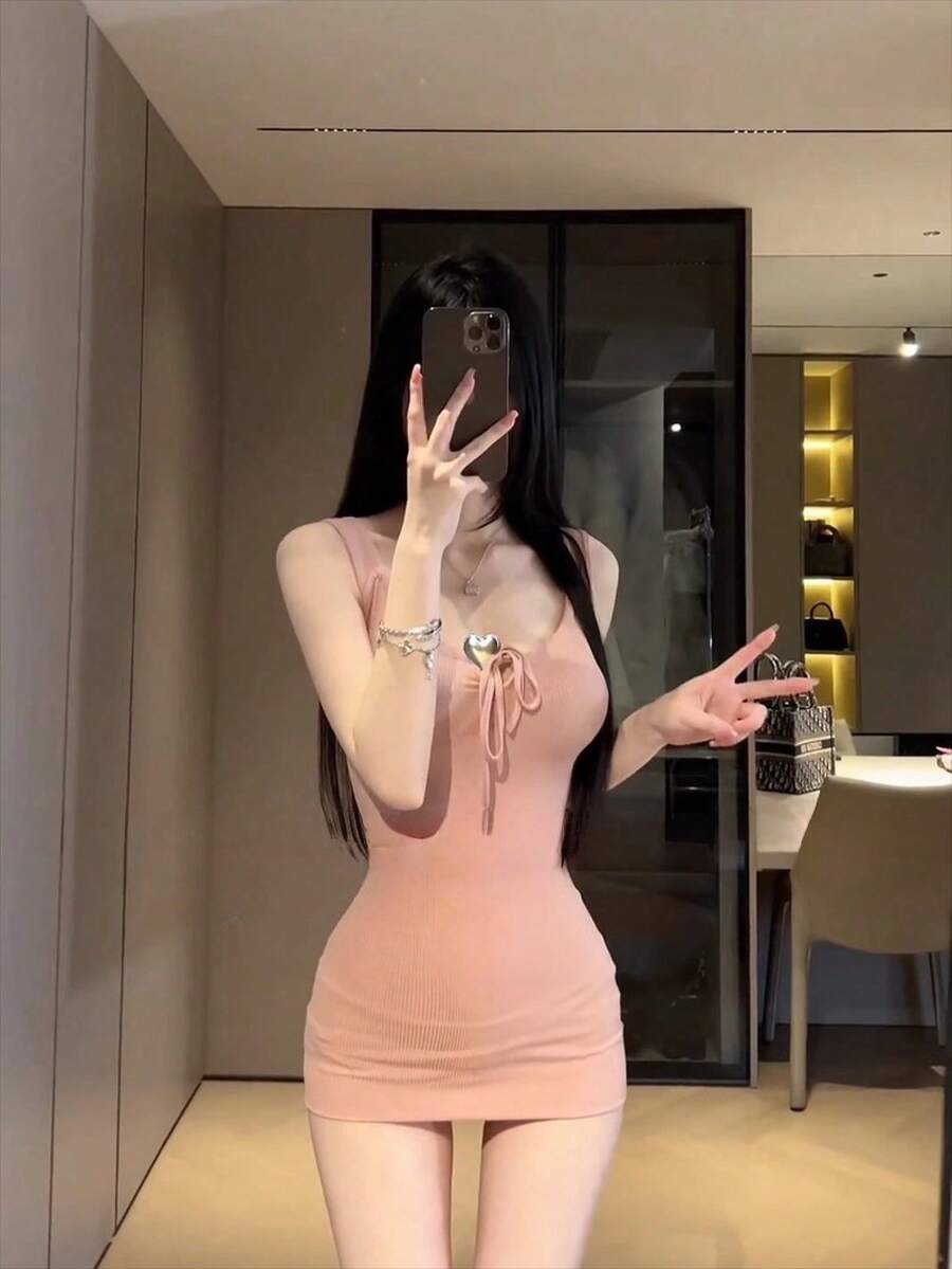 TIN Vestido Sexy Fashion para Mujer, Diseño Slim Fit y Look Trendy de Verano - Rosa - Ver 1