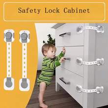 Cabinet Lock, Drawer Lock, 6 Adjustable Safety Drawer Locks, Adhesive Drawer Lock Fasteners, Multi-Functional And Suitable For Refrigerator, Cabinet, Drawer, Oven, Bathroom And Other Places, Easy Installation - 6-piece Pack - View 1