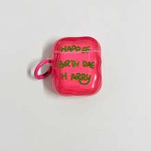 Rose Red Letter Full Coverage Semi-Transparent Earphone Case Protective Cover, Compatible With Airpods 4th Generation/3rd/Pro/Airpodspro2/2nd/1st/Pro 3rd Generation Earphone Protective Case, - Hot Pink - View 6