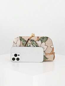 Vintage Champagne Sequin Floral Clutch Bag,Luxury Bag,Designer Inspired Handbag, For Wedding Party Bridesmaid Gift, Gold Clutch Purse,Vacation Purse - 金色 - 查看 8