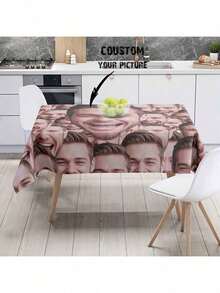 1pc Customized Photo Tablecloth - Use Your Own Photo Or Text Design, Suitable For Mother's Day, Valentine's Day, Christmas, Father's Day, Party, Restaurant, Cafe, Buffet, Picnic - Indoor And Outdoor Use - Style 2 - View 6