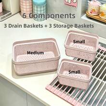 Set Saringan Dapur 6 Buah (Termasuk 3 Keranjang Saringan + 3 Keranjang Penyimpanan) Saringan Dapur Plastik Non-Makanan, Digunakan untuk Mencuci Sayuran, Buah, dan Piring - Cocok untuk Dapur Rumah dan Komersial, Mencuci Buah, Penyimpanan Ringkas, Struktur Kokoh, Pencuci Sayuran, Saringan Sayuran, Keranjang Pencuci Buah, Cocok untuk Dapur, Kulkas, Berkemah, dan Piknik - MultiWarna - View 10