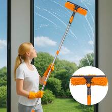 2 In 1 Telescopic Extendable Window Cleaner Equipment Glass Cleaning Squeegee - Orange - View 6