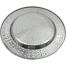 Platos Base de Acero Inoxidable Martillado de 13 Pulgadas, Juego de 6 Platos Base Plateados para Cena, Vajilla Redonda de Servicio - 6 piezas + Plata martillada - Ver 8
