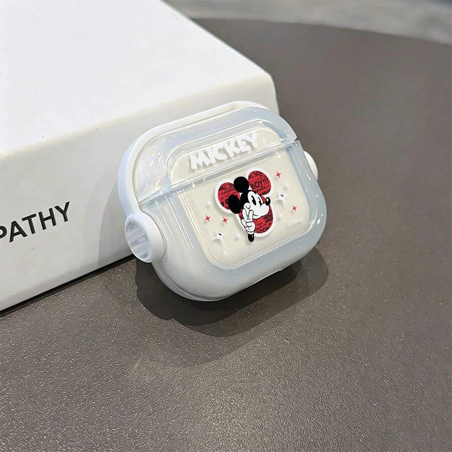 Disney Classic Mickey Mouse Clear AirPods Pro Case Retro Comic Style Mickey Transparent Shockproof Shell With Rotating Bracket Compatible With AirPods 1/2/3/4 And Pro/Pro 2 Nd Generation Suitable For New AirPods Pro 3 Stocking Stuffers The Girlfriend. - Transparent - View 1