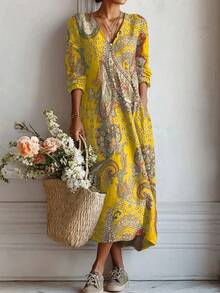 26 New Models Of 3D Printed V-Neck Fashionable And  Patchwork Women's Dresses - CVLYQB84UZKTSQT - View 8