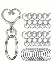 20/80 piezas/Juego Anillos de llave con gancho giratorio en forma de corazón - (10 piezas Llaveros + 10 piezas Anillos de llave) Accesorios para hacer llaveros, Accesorios para hacer joyas, DIY - Multicolor - Ver 7