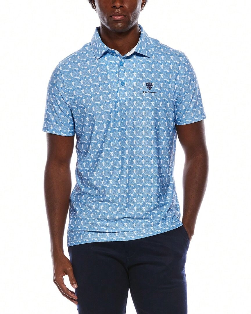 Ben Sherman  Hemlet Tech Jersey Sports Fit Polo Shirt - Blue - View 1
