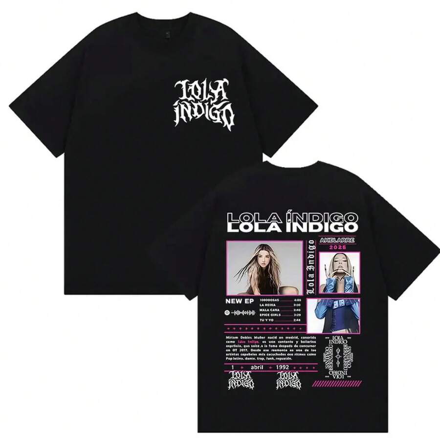 Singer Lola Indigo Akelarre Tour 2025-2026 Graphic T Shirts For Men Women Vintage High Quality Oversized Cotton T-Shirts Streetwear - 白色 - 查看 1