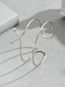 1pc Women's Metal Geometric Creative Design Fashion Niche Arm Cuff Suitable For Daily Wear - Silver-b747 - View 3