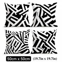 4pcs/1pc Black And White Abstract Striped Pattern Pillowcase Without Insert, Single-Sided Printed Pillowcase, Suitable For Living Room Bedroom Home Decor, All Seasons Pillowcase - Multicolor - View 17