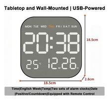 Mirror Brushed Finish Wall Clock, First Feeling Silent Wall Clock Table Alarm Clock Temperature Display Decor for Bedroom Office Living Room - Carcasa negra C - Ver 1