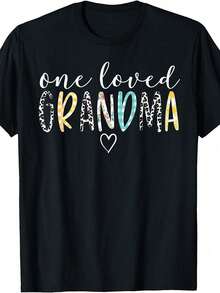 Stora storlekar, Dam Stora Storlekar 0XL-5XL 100% Oversized T-shirt - Med slogan "Mormor" & tryck med namnen på en älskad mormor & barnbarn (-Liknande) - Casual T-shirt med rund hals och korta ärmar för Mors Dag-presenter, Mormor, Familj, sommarkläder för kvinnor - Svart - Visa 1