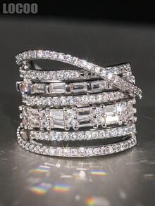 1pc Gorgeous Cubic Zirconia Ring, Suitable For Women To Wear, Suitable For Wedding, Engagement, Anniversary Party, Valentine's Day Gift - 1# - View 1