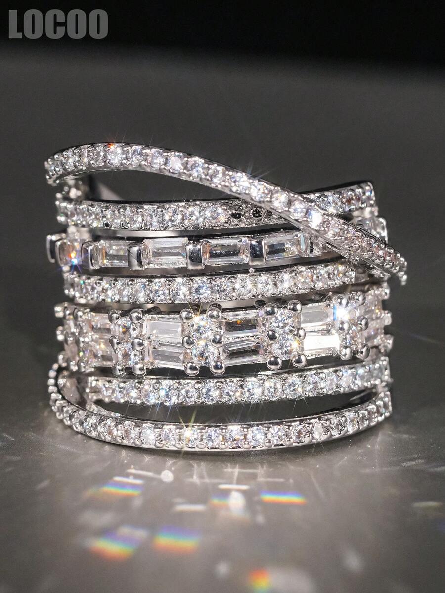 1pc Gorgeous Cubic Zirconia Ring, Suitable For Women To Wear, Suitable For Wedding, Engagement, Anniversary Party, Valentine's Day Gift - 1# - View 1
