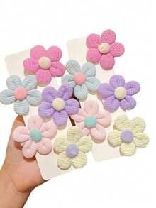 10 piezas de pinzas para el cabello con flores de estilo dulce y colorido para uso diario, pinzas de garra - Multicolor - Ver 2