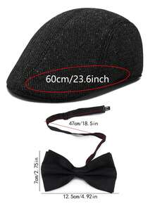 2件裝 Forever & Moment 1920年代男士大亨小蓋茨比服裝配件－貝雷帽領結－適用於派對服裝、舞會、正式晚宴、角色扮演、黑幫造型配件 - 多色 - 查看 3