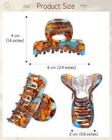4 Pack 3.1 Small Acrylic Hair Claw Clips Women, Non-Slip Marble Hairclips, Strong Hold Jaw Barrettes Hair Accessories Half-Up Ponytails (Tortoise) - 牧靈 - 查看 5