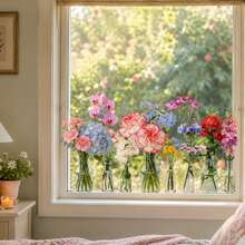 Spring Floral Vase Window Decals, Electrostatic Static Cling Stickers, No Glue, Removable & Reusable, Colorful Flower Bouquet Sticker, Non-Adhesive Glass Decoration, For Indoor Window, Home Aesthetic Decor - Vase Window Stickers - View 2