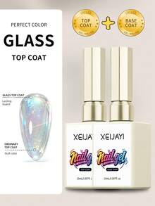 2件組 15ml 玻璃瓶長效透明橡膠底膠 LED/UV 強化指甲高光澤封層凝膠指甲油 - 底膠+免洗封層 - 查看 10