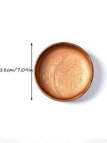 1pc Wooden Tray Household Fruit Snack Tray Western Round Wooden Tray - Brown - View 9