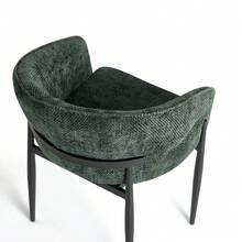 Fabric Dining Chair, Curved Back High-Density Fabric Dining Chair, Powder-Coated Metal Legs, Suitable For Dining Room/Kitchen/Coffee Corner, 4 Colors Available - Dark Green - View 7