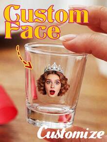 1pc Personalized Funny Shot Glass 2oz Customizable Photo And Name Wedding Bridesmaid Groomsman Gift Birthday Party Unique Gift With Face Pattern - Multicolor - View 1