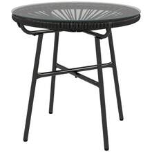 Bohemian Style Garden Table, Outdoor Side Table, PE Rattan, Tempered Glass, Weather Resistant, 50cm X 50cm X 50cm, Black - 黑色 - 查看 8