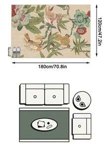 1pc Floor Mat Carpet (Rug, Carpet, Area Rug, Bath Mat, Bath Rug, Door Mat), Modern Aesthetic Southeast Asian Style Floral And Bird Pattern Fresh Design - Soft Faux Cashmere Carpet, Bathroom, Kitchen, Entrance, Hallway, Bedside, Living Room, Bedroom, Etc., All Season Use Machine Washable Floor Mat, Home Decor - Multicolor - View 13