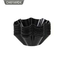CHEF MADE 12PCs Non-Stick Tart Mold Set, 2.5 Inch & 3 Inch Wave Tart Pan, Mini Chrysanthemum Flower Baking Tart Molds - Black - View 4