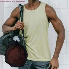 1PC Multi-Purpose Basketball Mesh Bag, Drawstring Sports Mesh Pouch With Zippered Inner Pocket, Convenient To Use, Suitable For Basketball, Volleyball, Soccer, Gym Training, Team Sports And Outdoor Activity Scenes, Compatible With All Training And Game Day Scenarios - Multicolor - View 3
