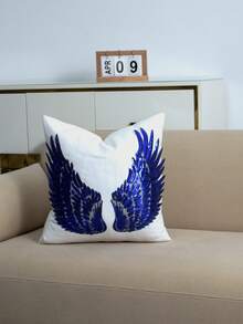1件金色亮片翅膀枕套，貼花刺繡工藝臥室床頭裝飾抱枕，客廳沙發、陽台窗台裝飾靠墊套，戶外花園、露台節慶派對布藝裝飾，四季通用枕套，不含枕芯，30*50cm 45*45cm - 藍色 - 查看 15