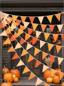 72/36/12 piezas Banderas triangulares de tela, Guirnalda de banderas de algodón, Decoraciones de banderas, Bandera triangular naranja colgante decorativa, Decoración de otoño, Boda de otoño, Fiesta de cumpleaños, Eventos familiares de Acción de Gracias, Decoración colgante de jardín al aire libre, Cosecha, Decoraciones de banderas para eventos de otoño, Adecuado para entrada, habitación, jardín, banderas coloridas, fiesta, celebración, vacaciones, boda, decoraciones. - A - Ver 9
