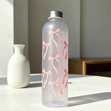 1個-1000ml/33.8oz 高吸引力大容量水瓶，時尚磨砂透明瓶身，簡約蝴蝶結和小花圖案設計，時尚耐用戶外塑料水瓶，適合健身、旅行、徒步，節日禮物的最佳選擇 - 查看 8