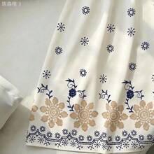 yonghongmaoyi1  Vestido de mujer con estampado, cuello en V, sin mangas y cintura ceñida, con estilo elegante y de vacaciones a la francesa - Albaricoque - Ver 7