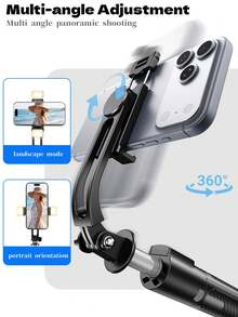 Palo de Selfie Extensible de 100CM con Trípode, Soporte para Teléfono y Control Remoto Bluetooth Desmontable, Rotación de 360°, Compatible con iPhone, Android y Smartphones - Soporte Ajustable y Ligero para Grabación de Video sin Manos, Fotos Grupales, Vlogging y Transmisión en Vivo, Diseño Portátil y Compacto - A - Ver 3