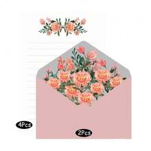 Schreibpapier und Umschläge Set, warmes Blumenmotiv Schreibwaren Set für Hochzeitseinladungen und Wünsche, liniertes Schreibpapier mit Umschlägen - Übersicht 13
