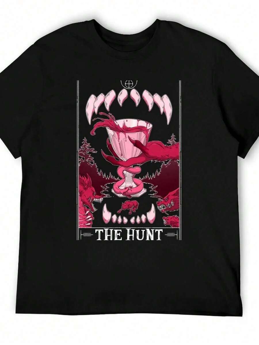 2026 Summer New Arrival [100% Cotton] Hail Sleigher T-Shirt, Men's Printed T-Shirts, Men's Anime T-Shirts, Men's T-Shirts, White T-Shirt Pack..Loose, Casual, Fashionable, Suitable For Commuting, Daily Wear - 黑色 31 - 查看 1